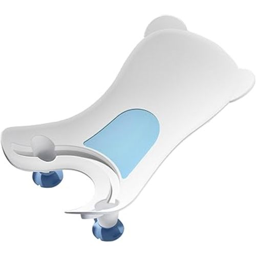 Portable Baby Buttock Washer for Bathtub Hip Cleaning Tool Infant Bath Rinser with Drain Back Hook Adjustable for Newborn Boys Girls (White)