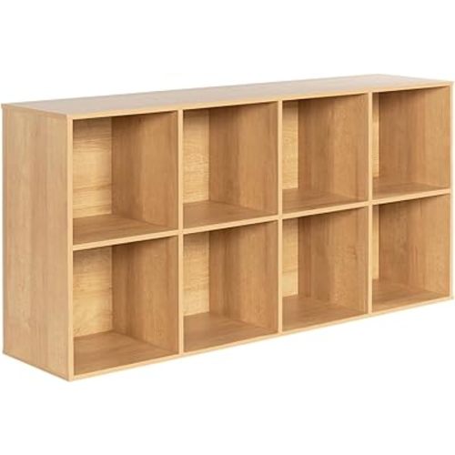 Wooden 8-Cube Storage Organizer with Closed Back Panel, 11in Cube Shelf Opening, Bookshelf, Display Shelf,Closet Cabinet for Home and Office,Natural Oak