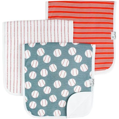 Copper Pearl Premium Baby Burp Cloths - 3-Pack Large Cotton Burp Cloths, Extra Soft Spit Up Rags with 3 Absorbent Layers, Perfect for Baby Boy Gifts (21" x 10" Size, Sluggera Set)