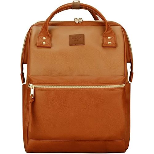 Kah&Kee Leather Backpack for Women and Men 16-inch Laptop Bag | Teacher Professional, Diaper Bag Backpack, Ideal for Work, School, Nursing, College & Travel (Buff/Camel, Large)