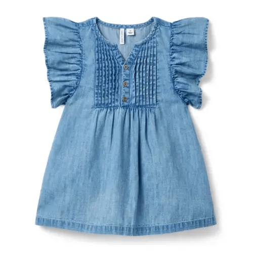 Girl Moxie Light Wash Chambray Ruffle Sleeve Dress by Janie and Jack