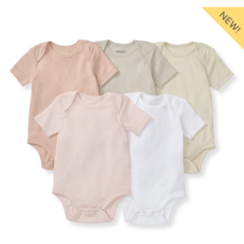 Solid Organic Cotton Short Sleeve Baby Bodysuits 5 Pack Pink Sand