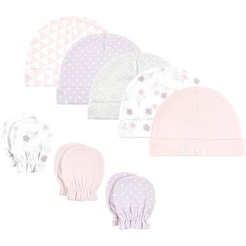 Hudson Baby Unisex Baby Cotton Cap and Scratch Mitten Set
