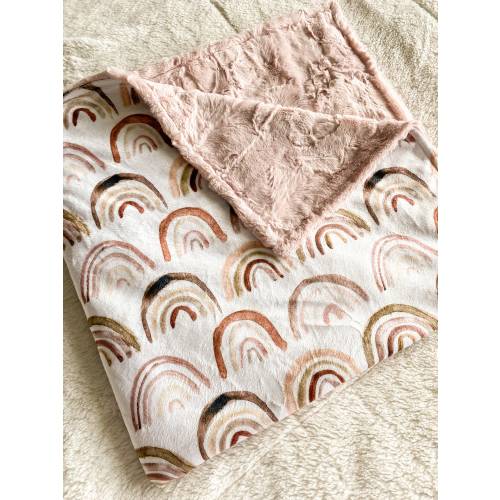 Minky Neutral Rainbow Baby Crib Blanket, Mauve Rainbow, Crib Sheet, Baby Blanket, Blush Rainbow Lovey Blanket Rainbow Swaddle, Throw Blanket