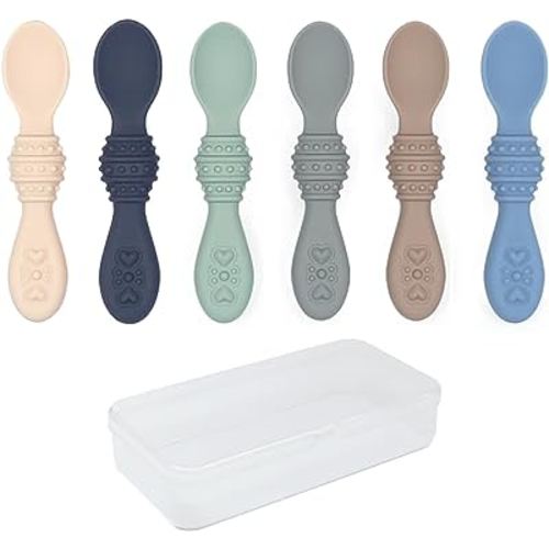 Elk and Friends Silicone Baby Spoons - Travel Case Included