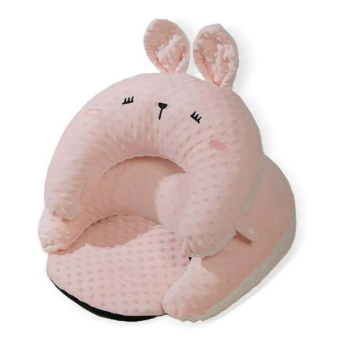 Sunveno Semicircular Nursing Pillow for Breastfeeding with Baby Support Cushion, Pink Bunny, 1 Count