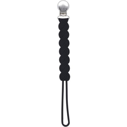 Three Little Tots All Silicone Modern, Short and Safety Tested Pacifier Clip (Black, Waverly)