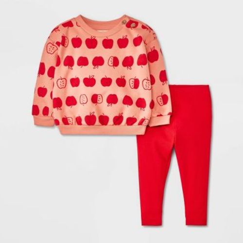 Baby Girls' Fleece Sweatshirt & Ribbed Leggings - Cat & Jack™ Red Newborn