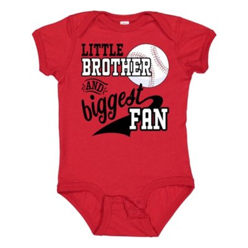Inktastic Little Brother and Biggest Fan- Baseball Family Fan Boys or Girls Baby Bodysuit
