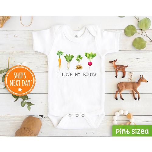 Vegetable Baby Onesie®  - Cute I Love My Roots Onesie®- Garden - Farm Baby Bodysuit