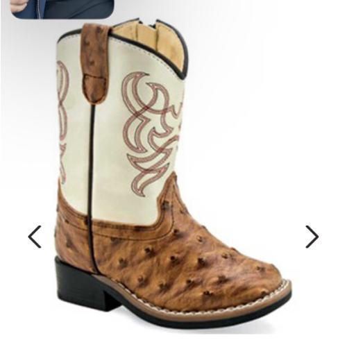 Old West Toddler Boys' Ostrich Print Western Boots - Broad Square Toe | Boot Barn