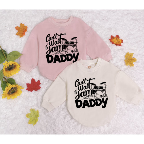 Can&#39;t Wait To Jam With Daddy Baby Romper Sweatshirt, Music Baby Bodysuit, Rock Band Music Bodysuit, Newborn Outfit