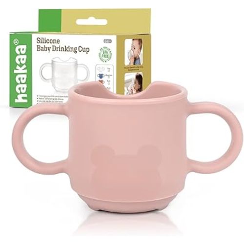 haakaa Silicone Toddler Cups, BPA Free Drop-Proof Training Cups for Baby 6 Months+, 5 Ounce (Blush)