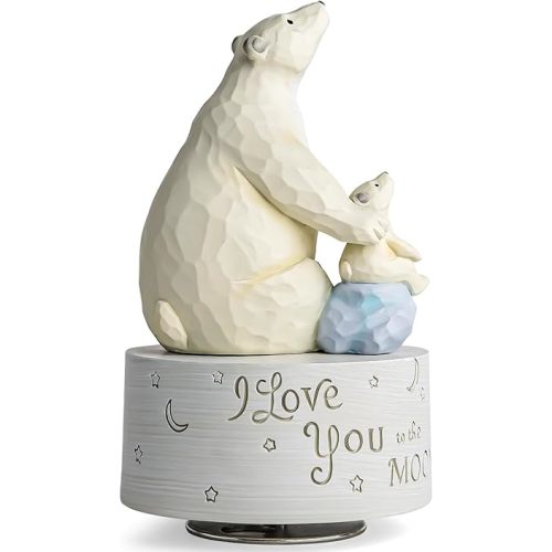 AIDLNS Polar Bear Music Box Figurine, Sculpted Hand-Painted Musical Figure Father S Day Gifts for Daughter Granddaughter Grandson Birthday Anniversary, Plays You are My Sunshine Tune