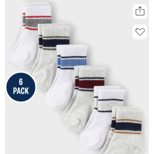 Baby Boys Striped Midi Socks 6-Pack - MULTI | The Children's Place