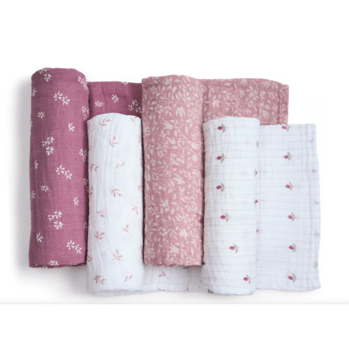 aden + anais heritage floral organic cotton muslin swaddles 4 pack