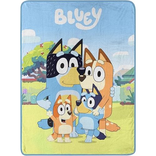 Northwest Bluey Micro Raschel Throw Blanket, 46" x 60", Family Photo