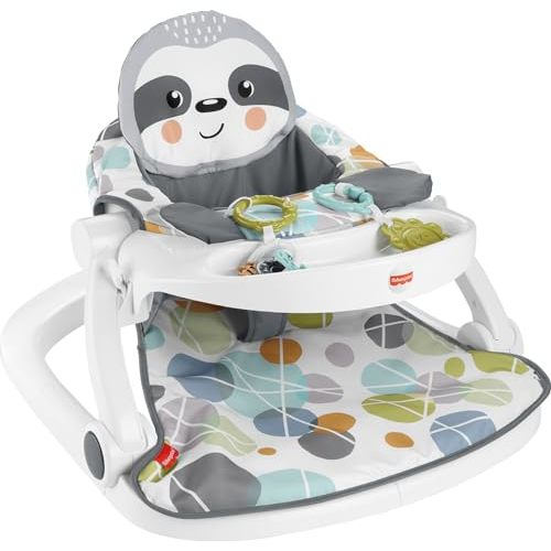 Fisher-Price Baby Portable Chair with Snack Tray, Sit Me Up Floor Seat with Linkable Clacker & Teether Toys, Cute Sloth (Amazon Exclusive)