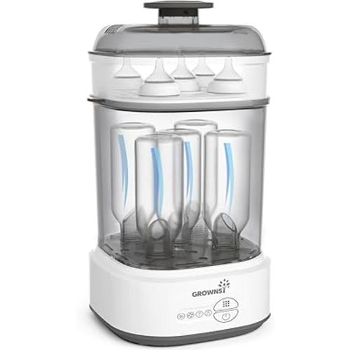 Bottle Sterilizer and Dryer, Compact Electric Steam Baby Bottle Sterilizer (Esterilizador de Biberones), Bottle Sanitizer for Baby Bottles, Pacifiers, Pump Parts Black