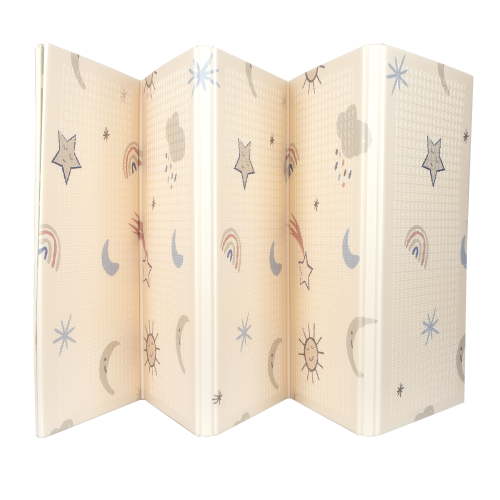Nuby Reversible & Foldable Baby Playmat, Stars and Sky Design, 77"x58", Non-Slip, Easy Clean