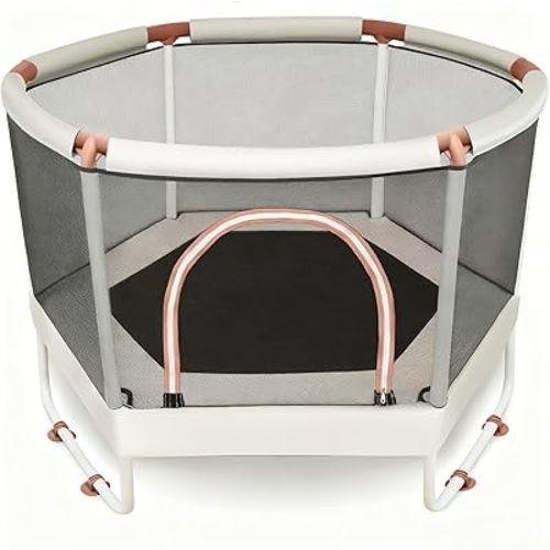 LUSK 60'' Kids Trampoline, Indoor Toddler Trampoline with Safety Net, 500lb Capacity, Safe No-Gap Design & Kid-Friendly Materials, Gifts for Boys & Girls