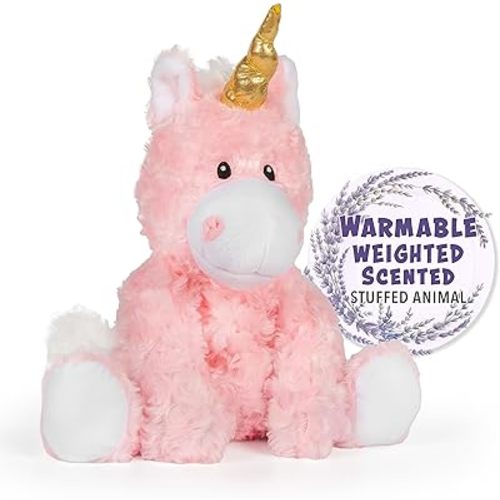 Warm Pals - Princess Pink Unicorn - 1.5lbs - Cozy Microwavable Lavender Scented Plush Toys - Heated Stuffed Animal - Heatable Coolable Bedtime Comfort Plushie