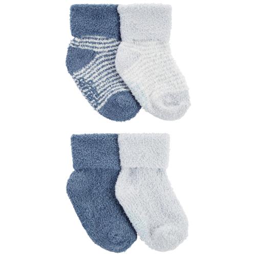 Baby 4-Pack Foldover Chenille Booties - 0-3M - Style,Blue