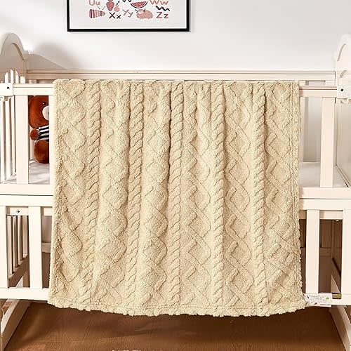 Sherpa Fleece Baby Blanket, Ultra Soft Fluffy Premium Baby Blankets for Boys Girls, Cozy Infant Toddler Newborn Receiving Blankets for Crib Stroller 30”×40” (Khaki)