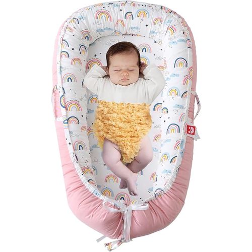 Baby Lounger for Newborn 0-24 Months, Infant Cosleeper Bed for Baby Girls, Breathable & Soft Cotton Snuggle Nest Cover, Portable and Lightweight Infant Lounger for Home and Travel