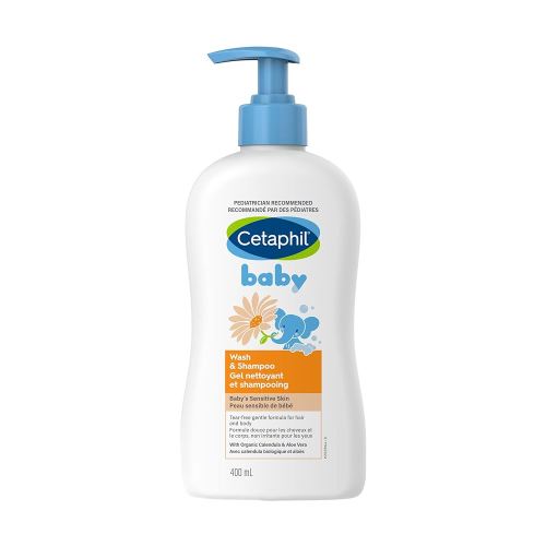 Cetaphil Baby Wash & Shampoo With Organic Calendula - Tear Free - Paraben, Colourant and Mineral Oil Free - 400ml Pump