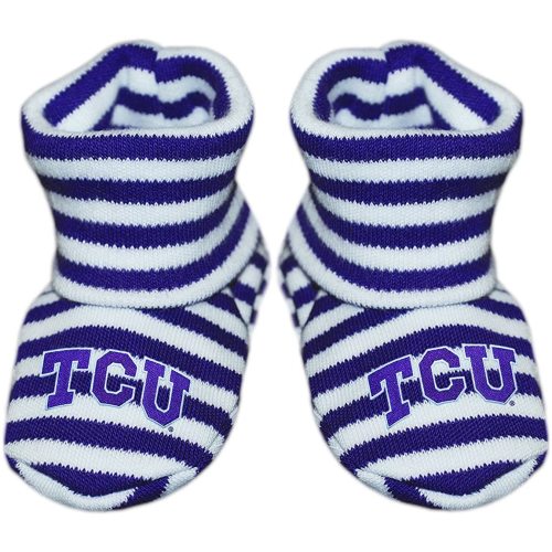Texas Christian University TCU Newborn Baby Striped Bootie Sock