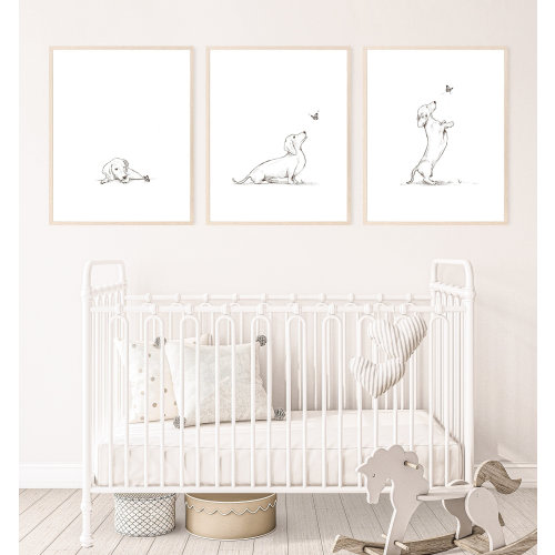 Dachshund dog print, puppy nursery print, dog wall art, kid room wall art, printable wall art, digital download