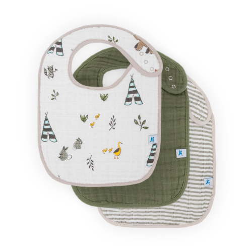 Little Unicorn Cotton Muslin Baby Bib 3 Pack - Forest Friends