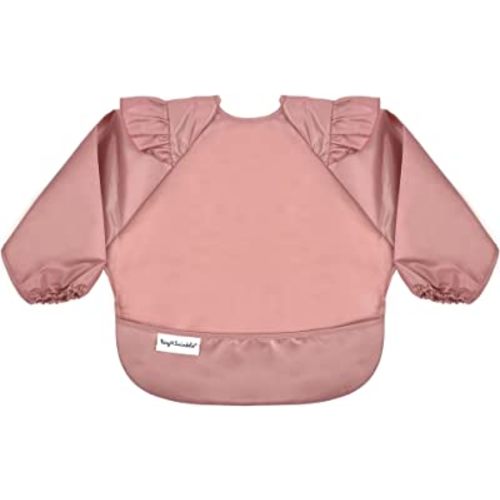 Tiny Twinkle Mess Proof Baby Bib,Waterproof Smock Baby Bib for Eating,Machine Washable Long Sleeve Bib,Baby Led Weaning,Toddler Bib,BLW Supplies(Taupe, Small 6-24 Months)