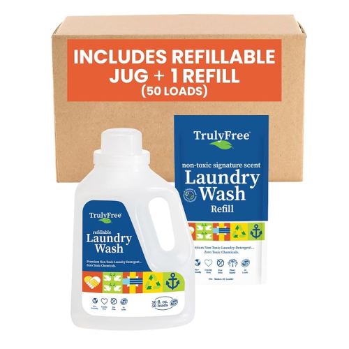 Laundry Detergent for Sensitive Skin | Gentle & Safe for Baby Clothes | Plant-Based | Easy to Dissolve to Create a Liquid| Include 1 Refillable Bottle| Signature Scent (50 Loads)