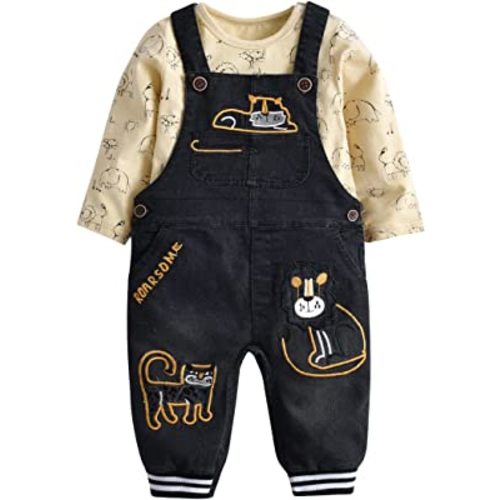 Cute Baby Boy Clothes Suit Toddler Boys' Striped long Sleeve T-Shirt+Denim Overalls Jumpsuit Pants Outfits Sets