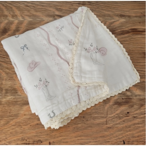 Vintage Country-Cowgirl 6 Layer Gauze Blanket