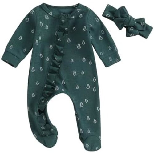 YINGISFITM Baby 3 6 Months Girl Clothes Newborn Onesie Ruffle Long Sleeve Ribbed Romper Jumpsuit One Piece Hospital Outfit