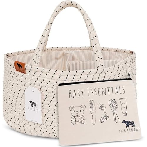 Lu & Ken 3 in 1 Large Diaper Caddy Organizer - Baby Tote Bag, Nappy Caddy, Diaper Basket Organizer - Nursery Storage Basket - Hanging Storage Caddy - Includes Stylish Canvas Bag - diaper caddy basket.