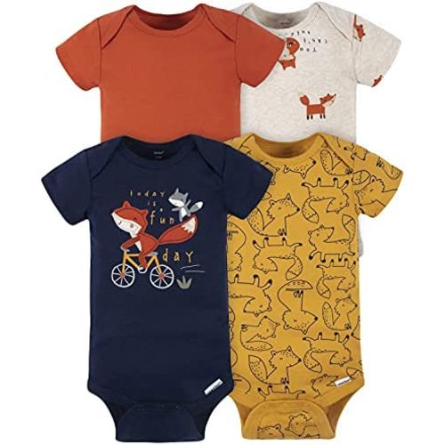 Gerber Baby Boys' 4-Pack Short Sleeve Onesies Bodysuits