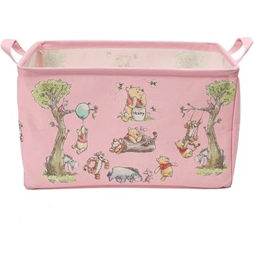 Storage Nursery Basket, Large Square Canvas Laundry Hamper With A Waterproof PE Coating, Foldable, for Kids, Boys and Girls, Bathroom and Bedroom Set, Clothes ,Toys Bin(Pink)