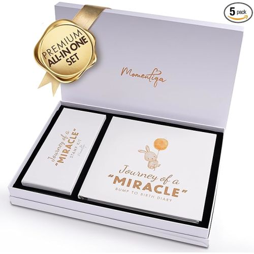 Premium Pregnancy Journal for First Time Moms 2025, All-in-One Keepsake Box with Wax Seal Kit and Footprint Kit Included, Elegant Baby Memory Book Gift Set with Photo Album, Bump to Birth