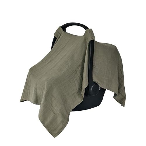 Car Seat Cover Baby - Organic Cotton - Carseat Covers Baby - Carseat Cover - Car Seat Canopy - Carseat Canopy - 100% Muslin Cotton, 43" x 32" (Sage Green)
