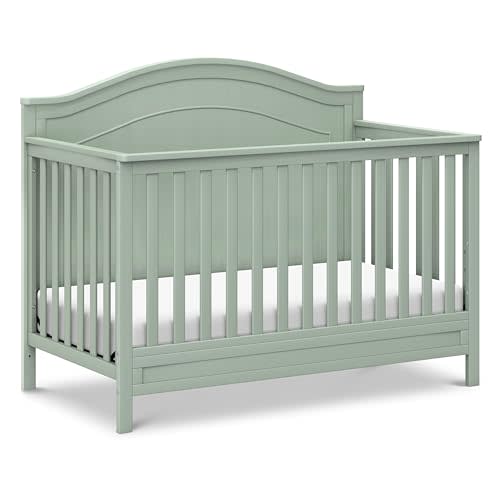 daVinci Charlie 4-in-1 Convertible Crib - GREENGUARD Gold Certified - Converts from Baby Crib to Toddler Bed, Daybed, and Full-Size Bed Effortlessly - 4 Adjustable Heights - Wooden Light Sage Baby Bed