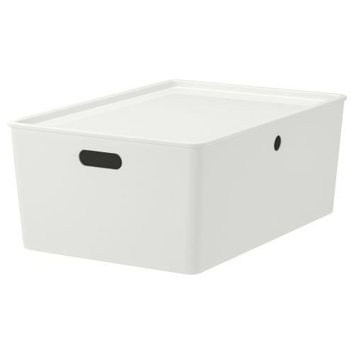 KUGGIS Box with lid - white 14 ½x21 ¼x8 ¼ "