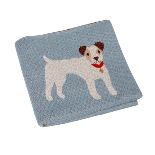 Storied Home Cotton Knit Baby Blanket with Dog Prints, Multicolor