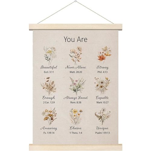 Inspirational Wildflower Bible Verse Poster Wall Art Hanging, Christian Religious Gifts, Scripture Wildflowers in Bloom, for Living Rooms Bedrooms Bathrooms Offices 12x16 Inch