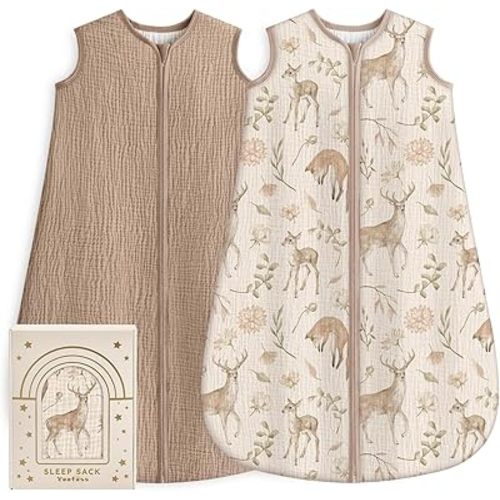 Yoofoss Baby Sleep Sack 6-12 Months Breathable 100% Organic Muslin Cotton Wearable Blanket Baby, Newborn Infant Sleeping Sack 2-Way Zipper Soft Lightweight