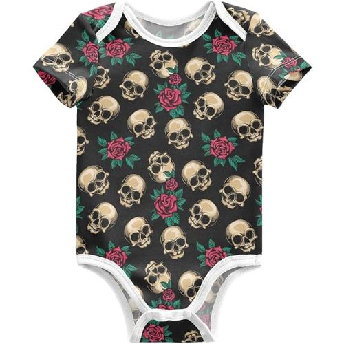 Ollabaky Unisex Baby Bodysuits Short Sleeve Cotton Baby Clothes for Girls 0-24 Months
