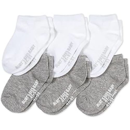 Burt's Bees Baby Socks Ankle or Crew Height Made with Soft Organic Cotton-6 Packs with Non-Slip Grips for Babies and Newborn